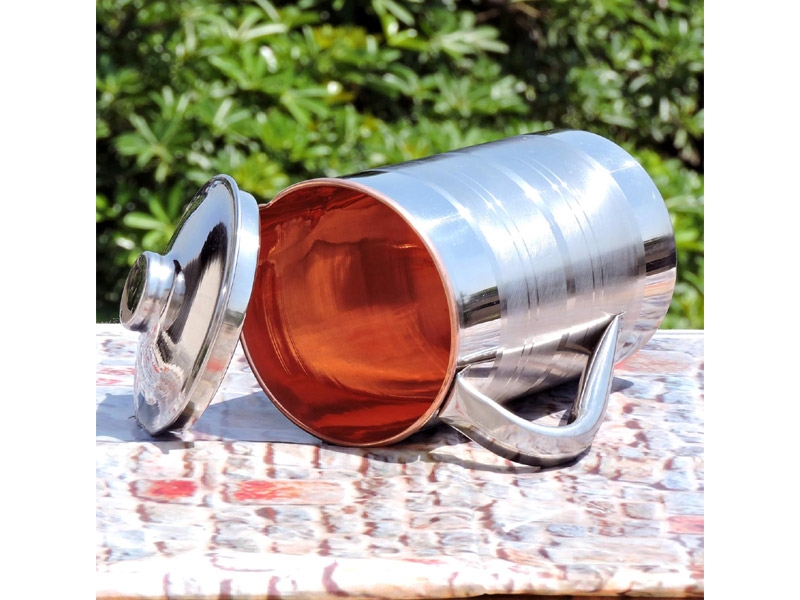 Copper and Stainless Steel Jug Outer Stainless Steel and Inner Copper Jug 1.5 Liter