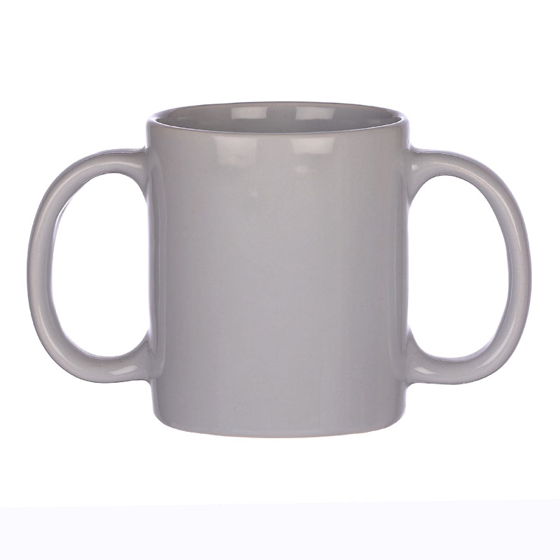 Dual Handle Mug Double Grip Mug to Aid Tremors 350 Ml Gray Color