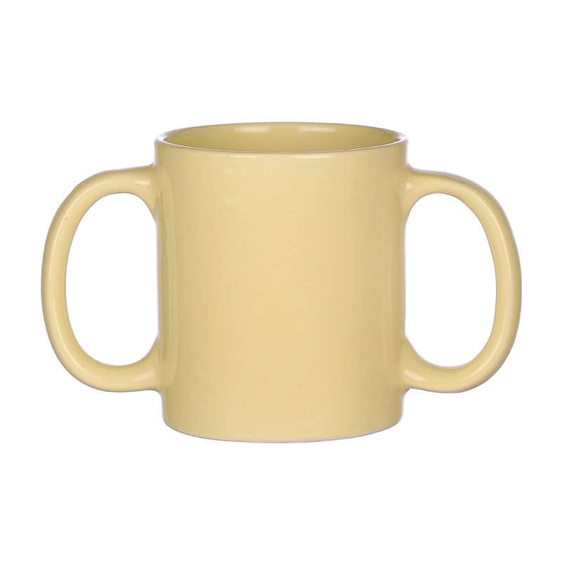 Dual Handle Mug Double Grip Mug to Aid Tremors 350 Ml Light Lemon Color
