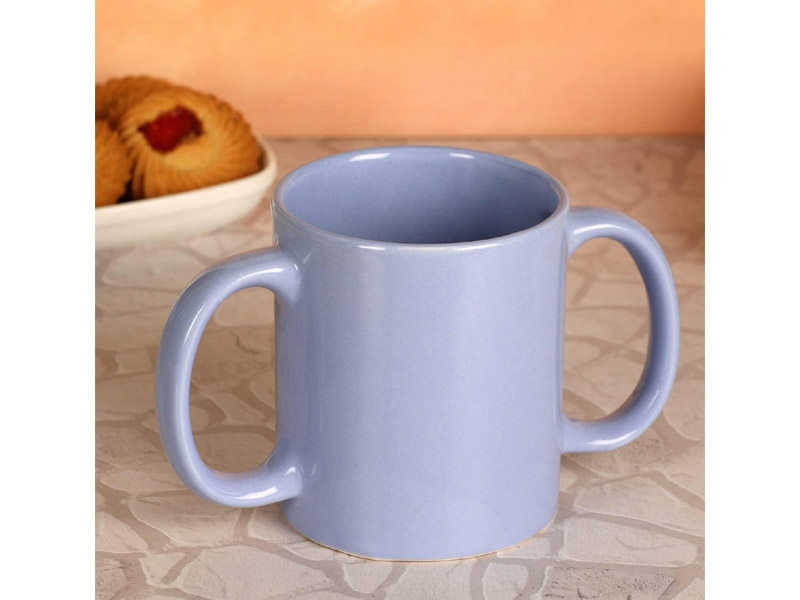 Dual Handle Mug Double Grip Mug to Aid Tremors MICROWAVE SAFE 350 Ml BLUE Color