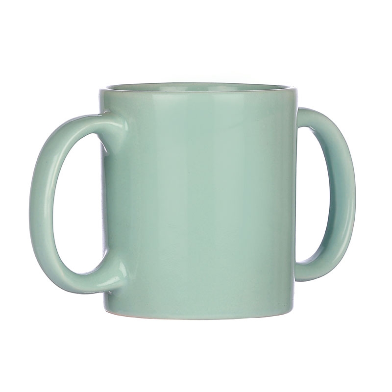 Dual Handle Mug Double Grip Mug to Aid Tremors MICROWAVE SAFE 350 Ml Mint Green Color
