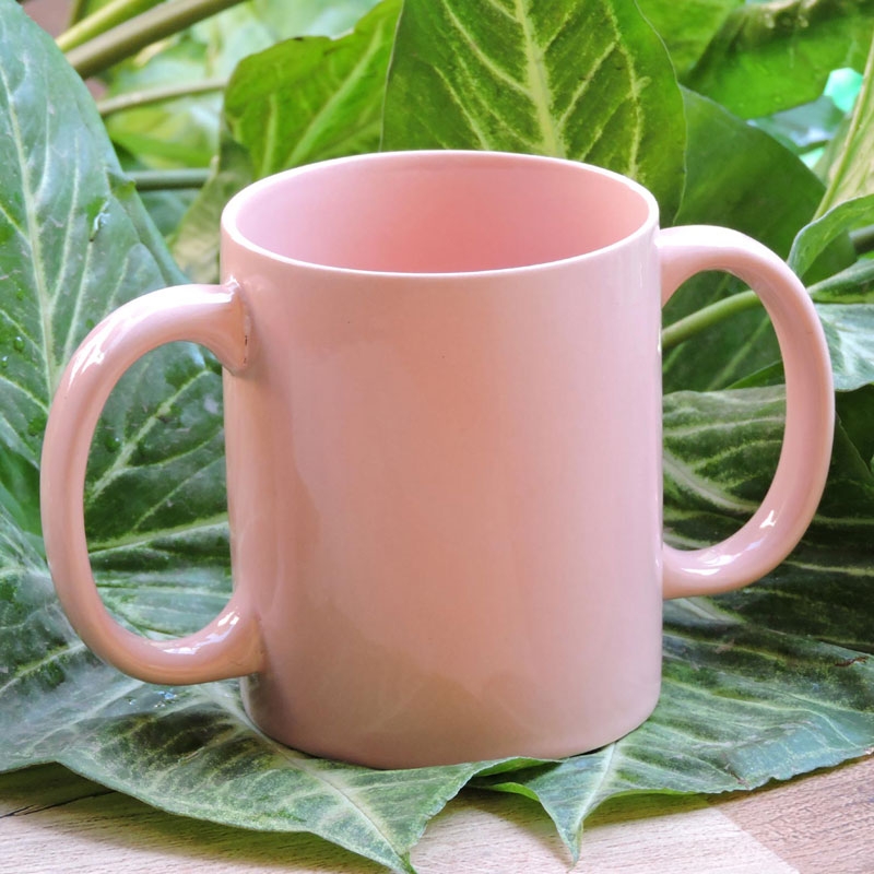 Dual Handle Mug Double Grip Mug to Aid Tremors MICROWAVE SAFE 350 Ml PEACH Color