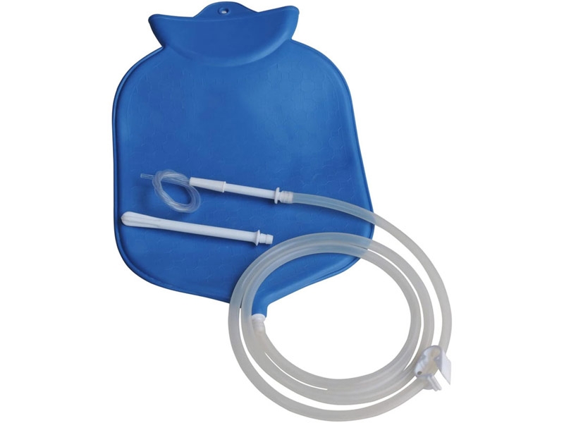 Enema Bag Kit for Colon Cleansing with Platinum Cured Silicone Hose 4 Quart Open Top Blue