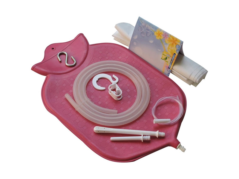 Enema Bag Kit for Colon Cleansing with Platinum Cured Silicone Hose 4 Quart Open Top Red