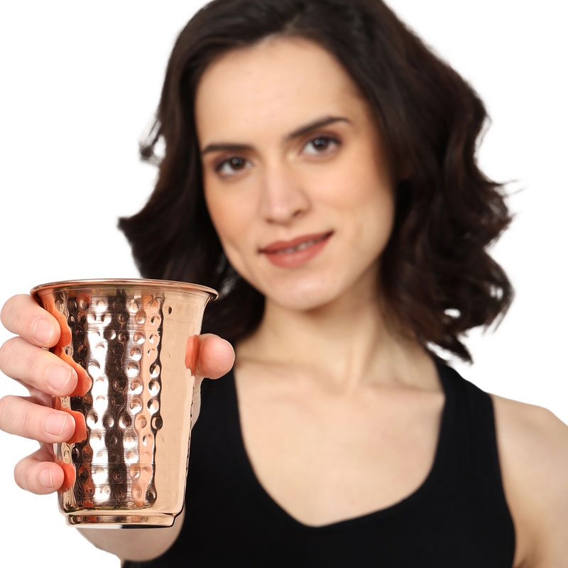 Hammered Copper Tumbler LACQUERED-FREE UNLINED and UNCOATED 300 Ml