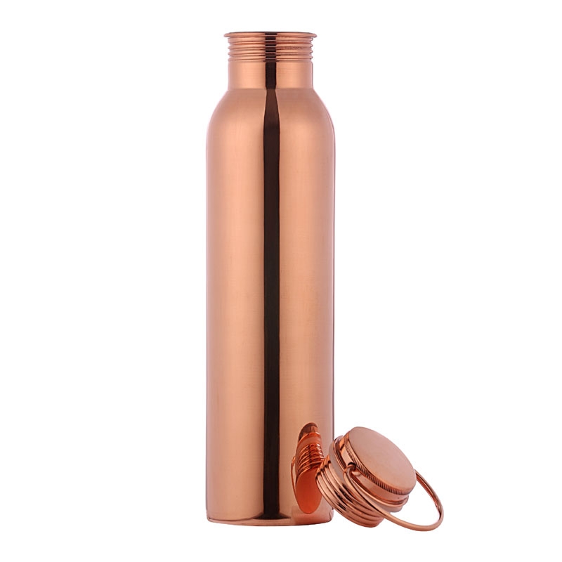 Plain Copper Water Bottle with Handle 1000 Ml Capacity