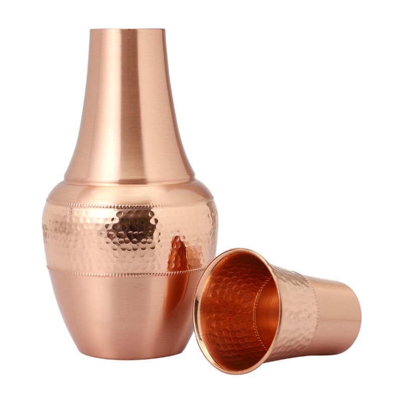 Pure Copper Bedside Water Carafe with Tumbler Capacity 1.4 Lt