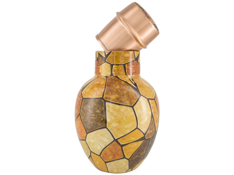 Pure Copper Bedside Water Carafe with Tumbler Eco-Friendly Reaping Capacity 1.8 Liters