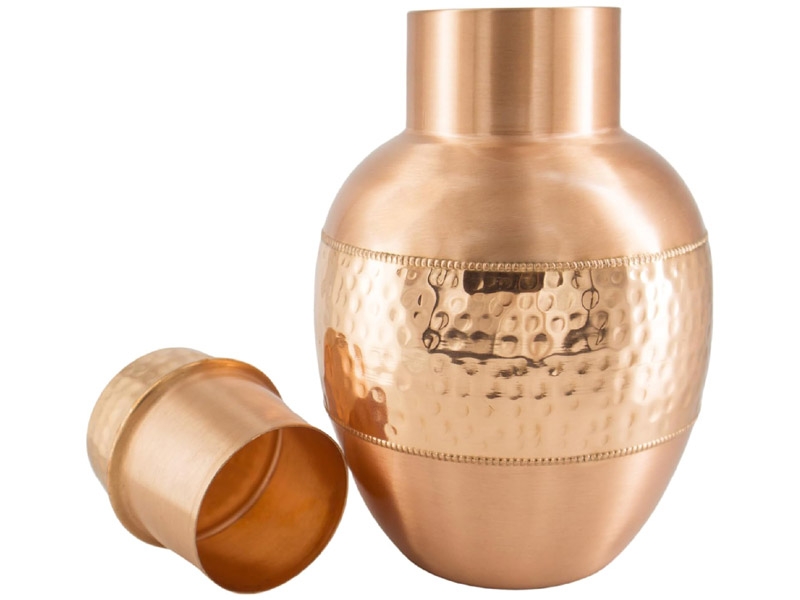 Pure Copper Bedside Water Carafe with Tumbler Eco-Friendly Reaping Capacity  1.8 Lt