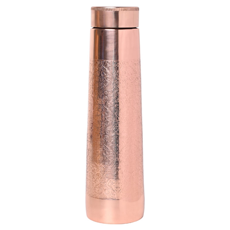 Pure Copper Bottle Light House Shape Etching Pattern 900 Ml Capacity