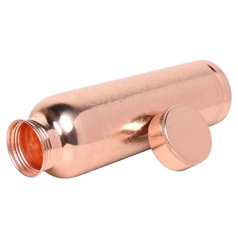 Pure Copper Fanta Bottle 900 Ml Capacity with Etching Pattern