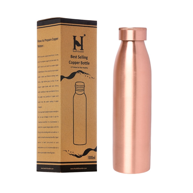 Pure Copper Fanta Bottle for Ayurvedic Health Benefits 900 Ml with Lacquered Matt Finish