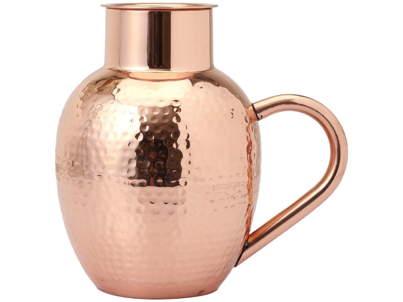 Pure Copper Pitcher Heavy Gauge With Bowl Hammered Jug 1.5 Liters
