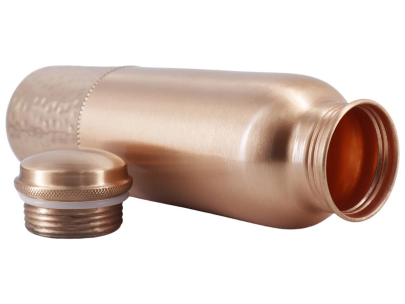 Pure Copper Water Bottle Plain and Hammered 1000 Ml  Capacity For Ayurveda Health Benefits