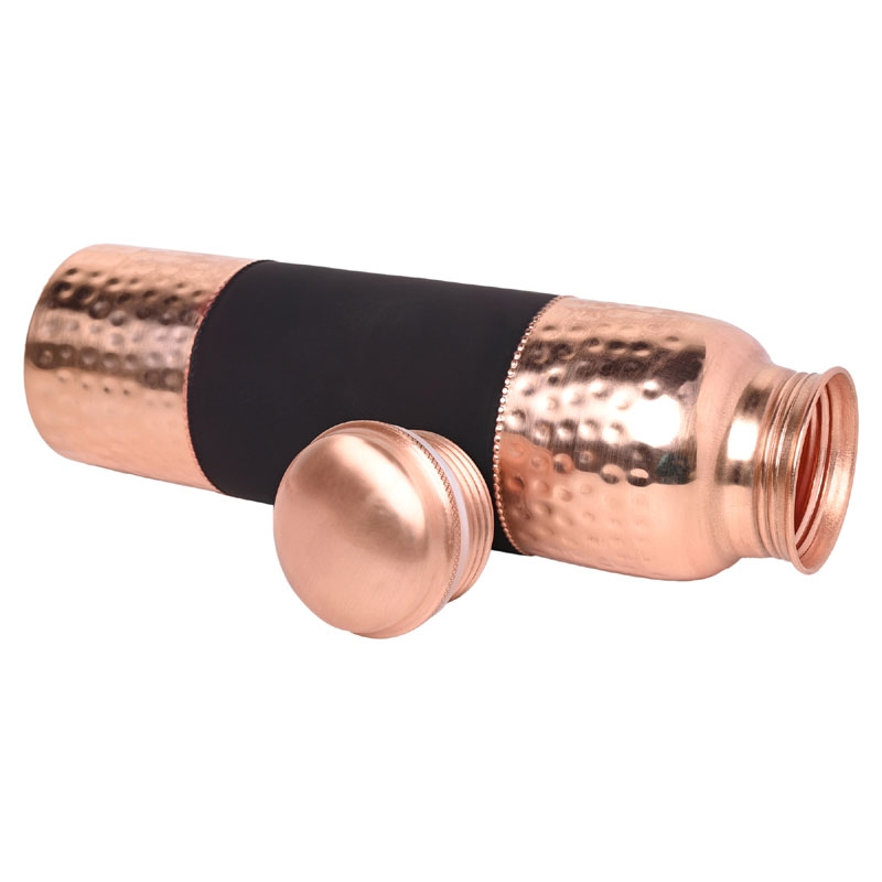 Pure Copper Water Bottle for Ayurvedic Health Benefits 1000 Ml Color Pattern