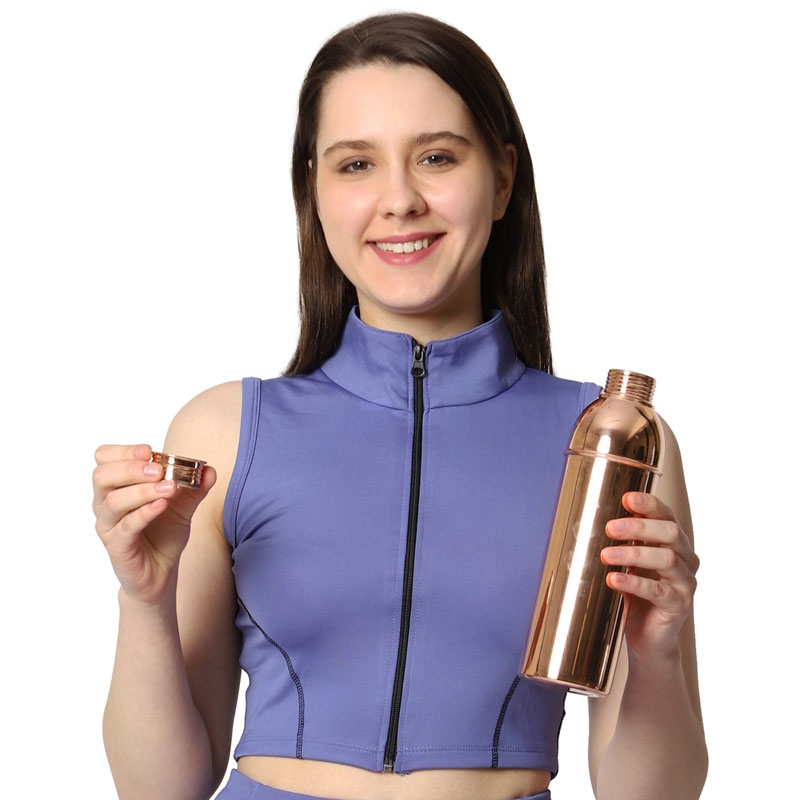 Pure Copper Water Bottle with Handle 600 Ml UNLINED UNCOATED and LACQURED-FREE