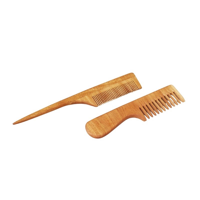 Set of 2 Natural Pure Neem Comb WIDE and Conair Comb with Handle