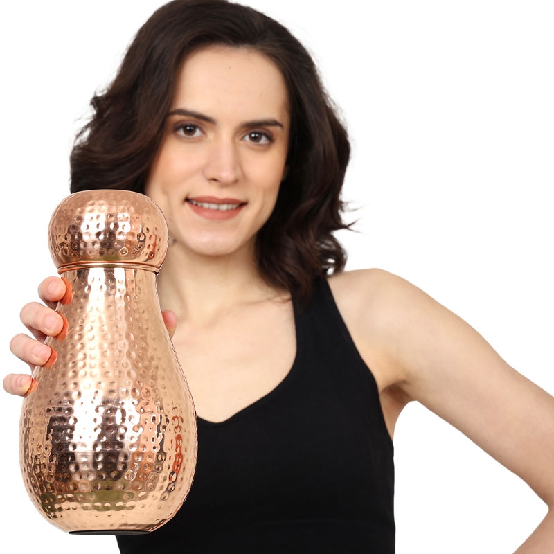 Bedside Water Carafe Made of Pure Copper Capacity 1.6 Liter 