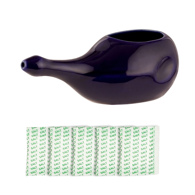 Ceramic Neti Pot Dishwasher Safe for Nasal Cleansing Without Handle Voilet