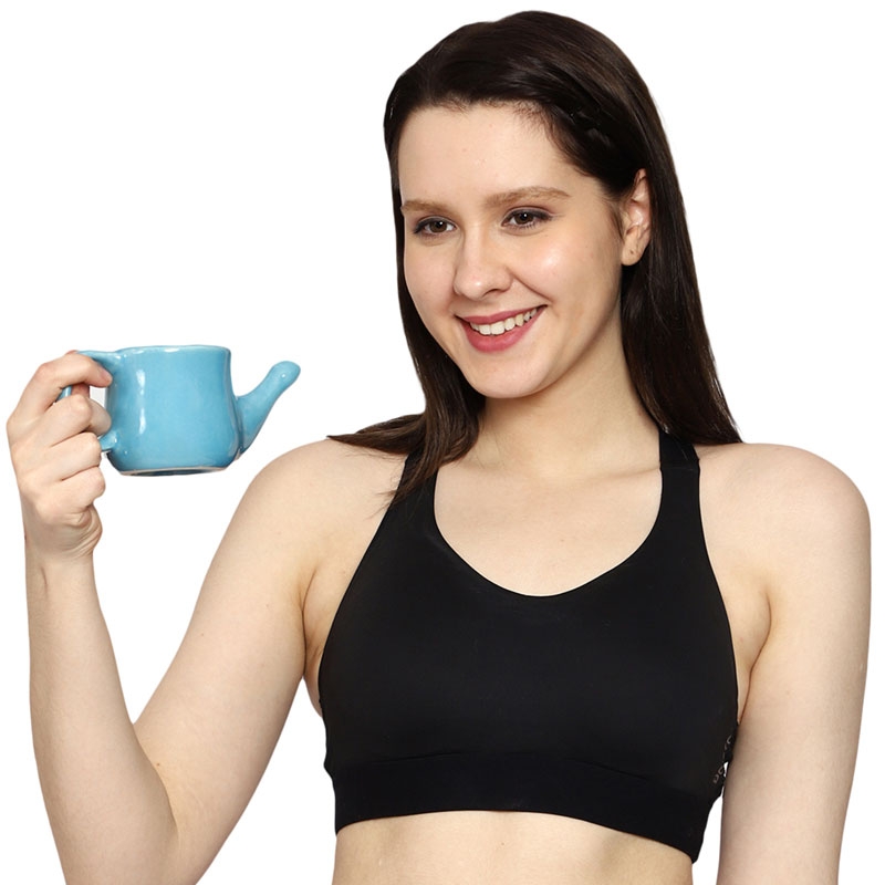 Ceramic Neti Pot for Nasal Cleansing Sky Blue Color 250 Ml