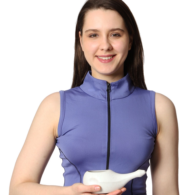 Ceramic Neti Pot for Nasal Cleansing without Handle Matte Ivory