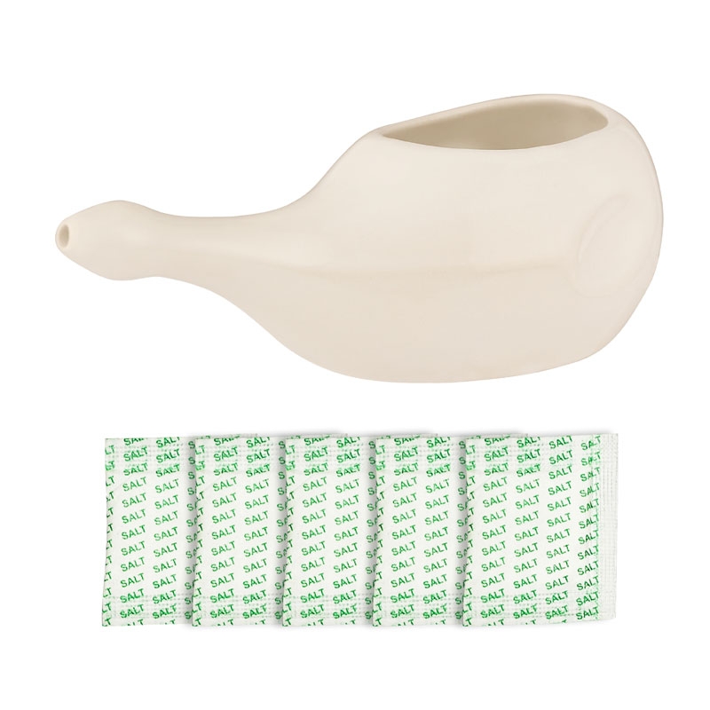 Ceramic Neti Pot without Handle for Sinus Control White Color