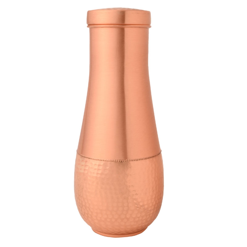 Copper Carafe Made of Pure Copper Long Neck Capacity 1.8 Liter Plain