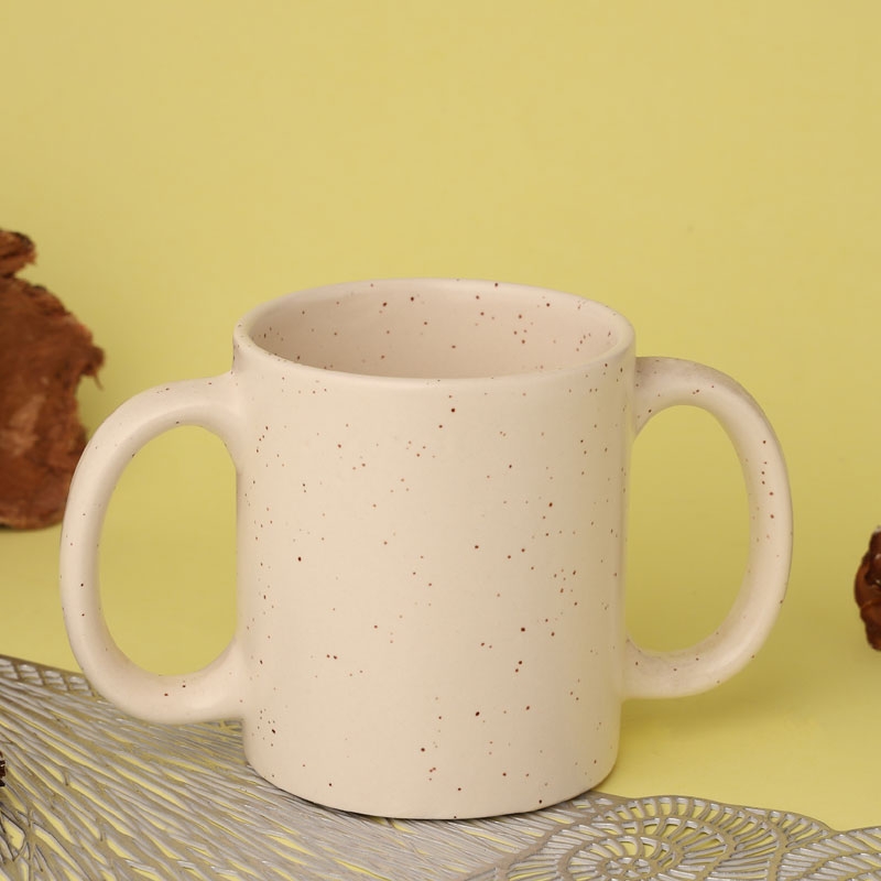 Dual Handle Mug 350 Ml Ivory Matte Finish