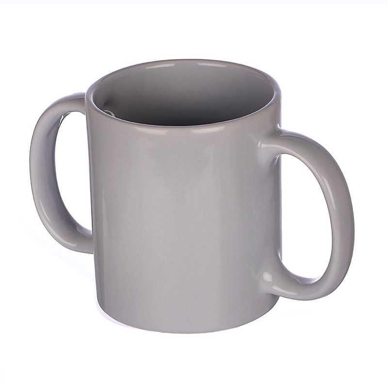 Dual Handle Mug Double Grip Mug to Aid Tremors 350 Ml Gray Color