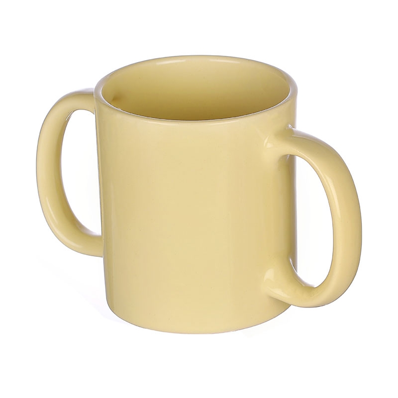 Dual Handle Mug Double Grip Mug to Aid Tremors 350 Ml Light Lemon Color