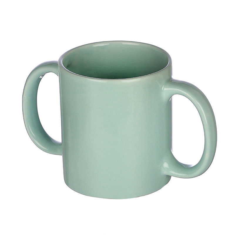 Dual Handle Mug Double Grip Mug to Aid Tremors MICROWAVE SAFE 350 Ml Mint Green Color