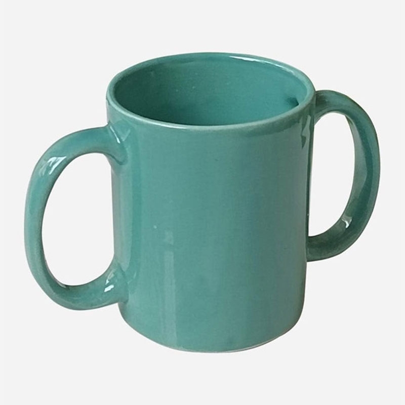 Dual Handle Mug for Secure Hold 350 Ml Turquoise Color