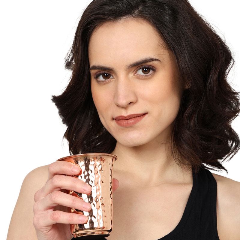 Hammered Copper Tumbler LACQUERED-FREE UNLINED and UNCOATED 300 Ml