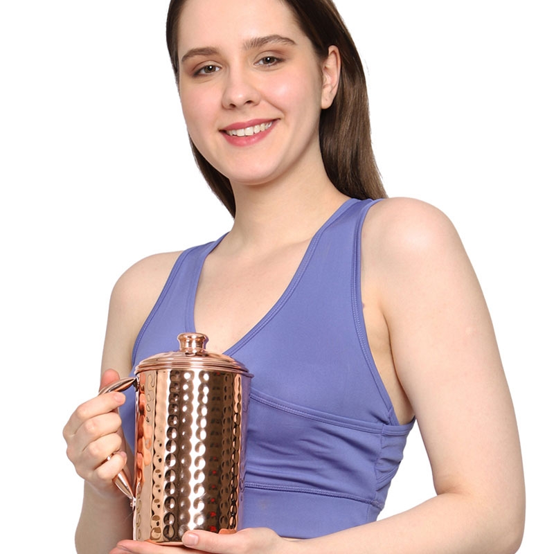 Pure Copper Hammered Water Jug 1500 Ml Capacity 