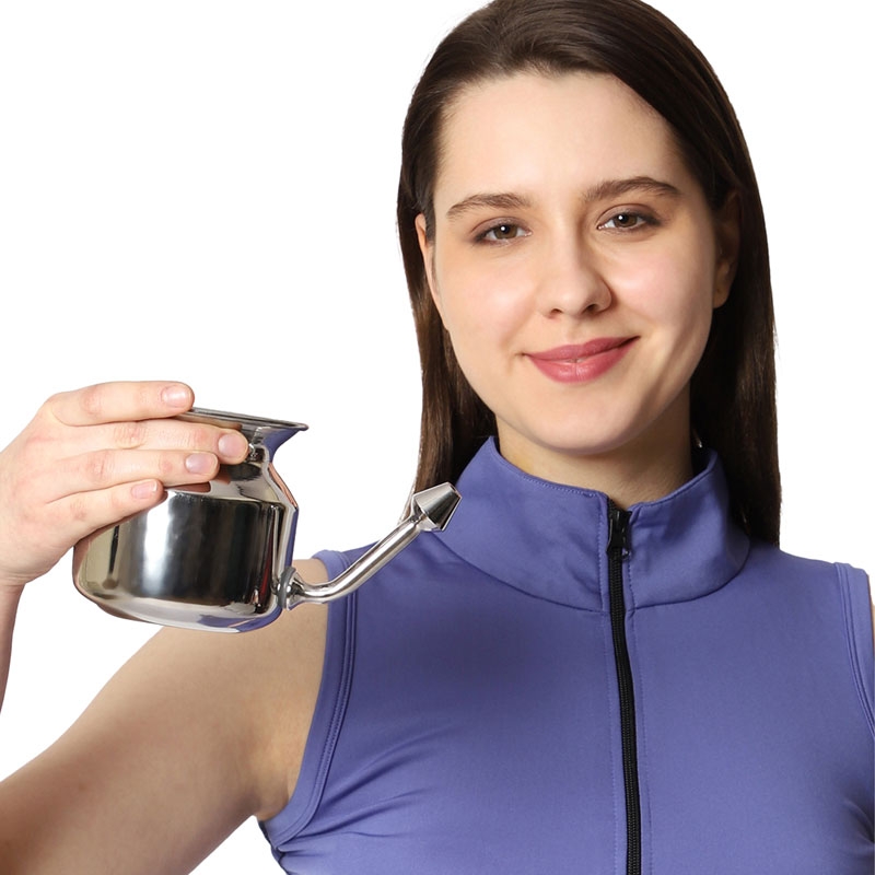 Stainless Steel Neti Pot for Nasal Irrigation with Neti Salt