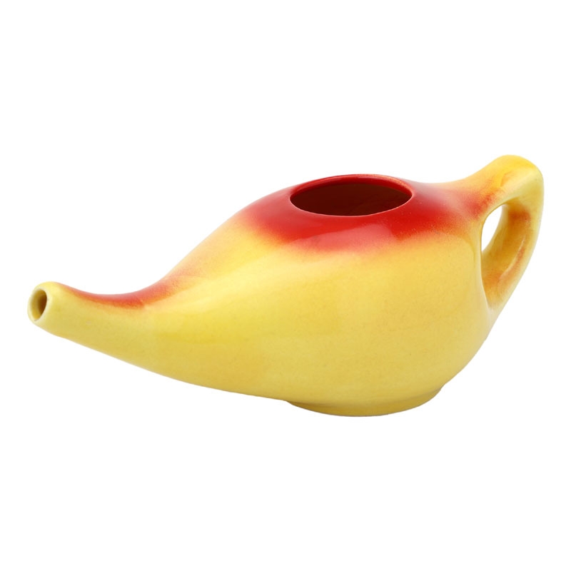 Ceramic Neti Pot 225 Ml Capacity Yellow and Red