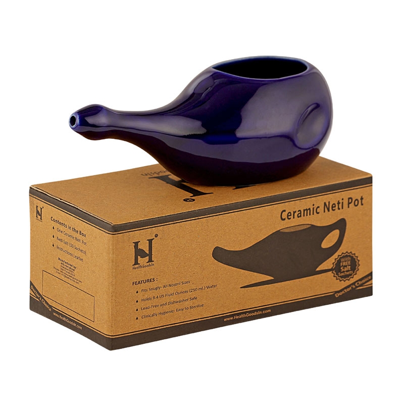 Ceramic Neti Pot Dishwasher Safe for Nasal Cleansing Without Handle Voilet