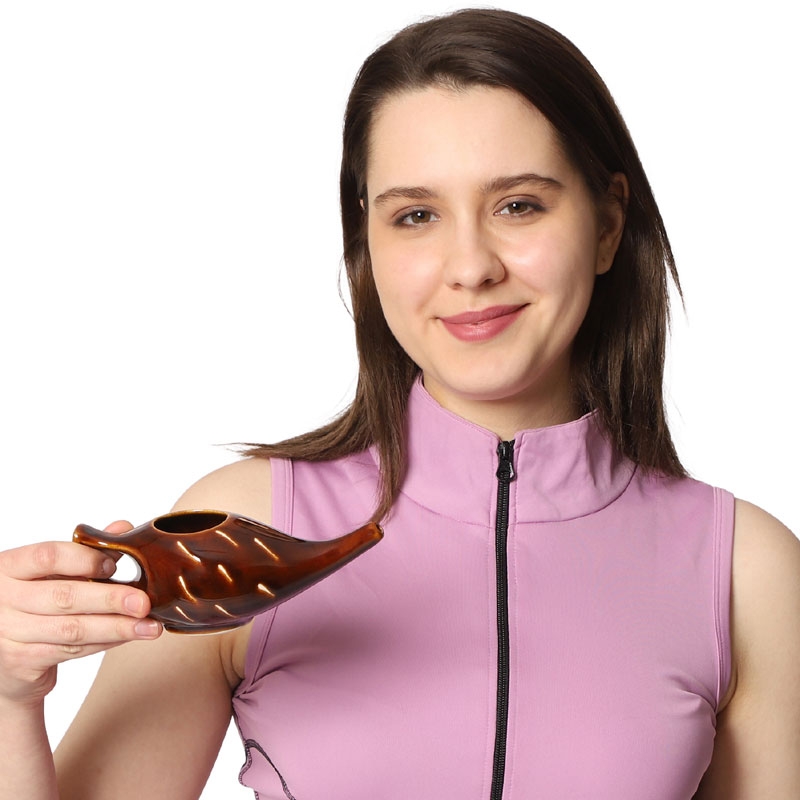 Ceramic Neti Pot Nose Cleaner for Sinus 225 Ml Dark Brown Color