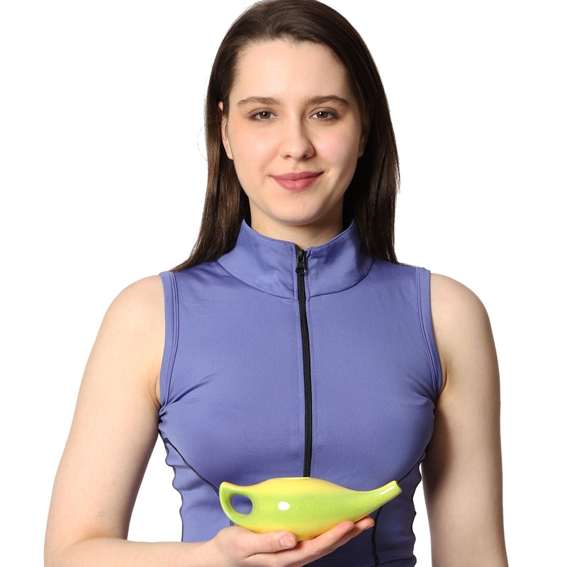 Ceramic Neti Pot for Nasal Irrigation 225 Ml Capacity Green and Yellow