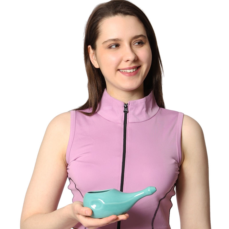 Ceramic Neti for Nasal Cleansing  without Handle Sky Blue