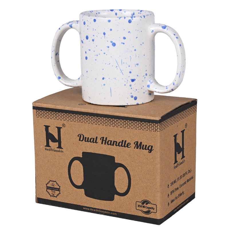 Dual Handle Mug Double Grip Mug Aid Tremors 350 Ml Dalmatian Blue