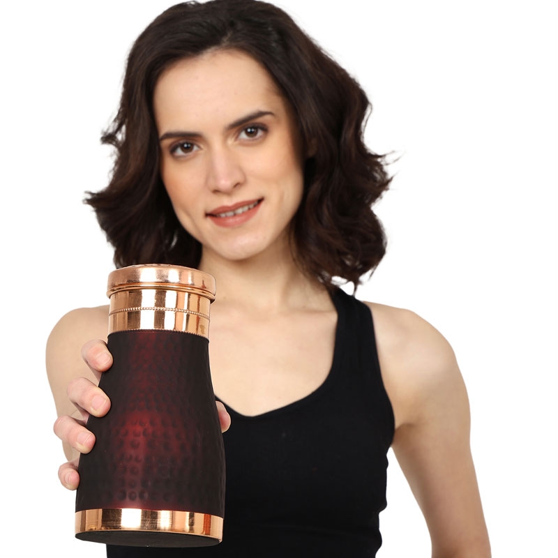 Pure Copper Bedside Carafe Capacity 1 Liter Dark Cherry