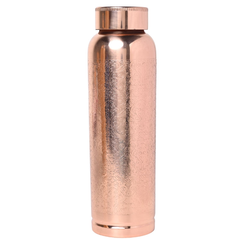 Pure Copper Fanta Bottle 900 Ml Capacity with Etching Pattern