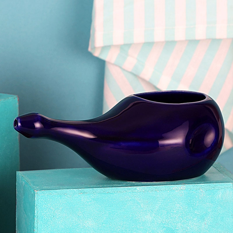 Ceramic Neti Pot Dishwasher Safe for Nasal Cleansing Without Handle Voilet