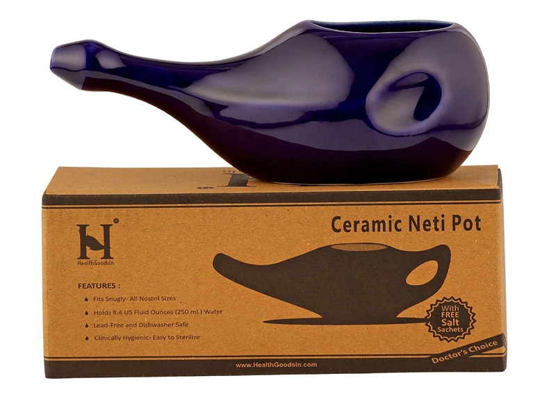Pot Nettoyage Nasal En Céramique Portable Violet - Irrigation Sinus