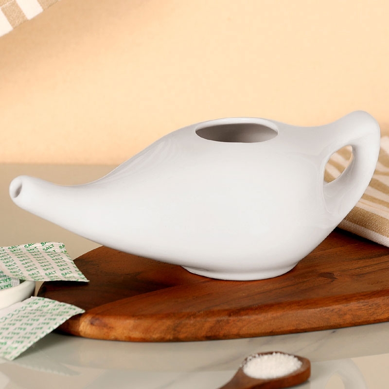 Ceramic Neti Pot Nose Cleaner for Sinus 225 Ml Capacity White Color