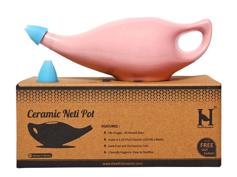 Ceramic Neti Pot for Allergy Control 225 Ml Capacity Peach