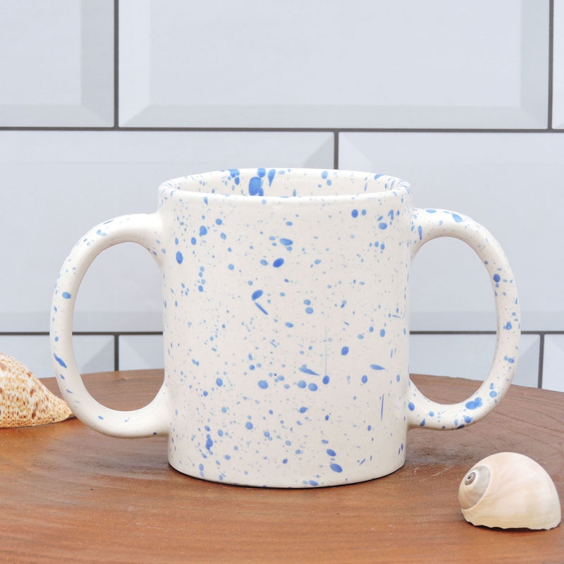 Dual Handle Mug Double Grip Mug Aid Tremors 350 Ml Dalmatian Blue
