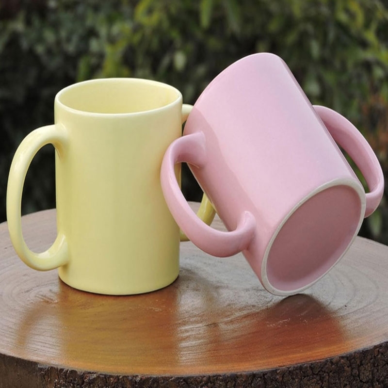 Dual Handle Mug Double Grip Mug Set of 2 for Secure Hold 350 Ml Pastel Color