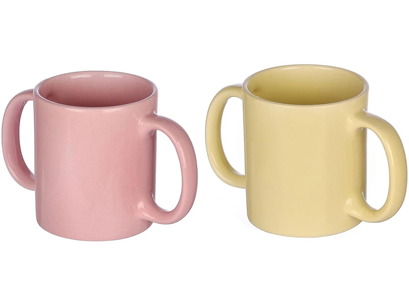 Dual Handle Mug Double Grip Mug Set of 2 for Secure Hold 350 Ml Pastel Color